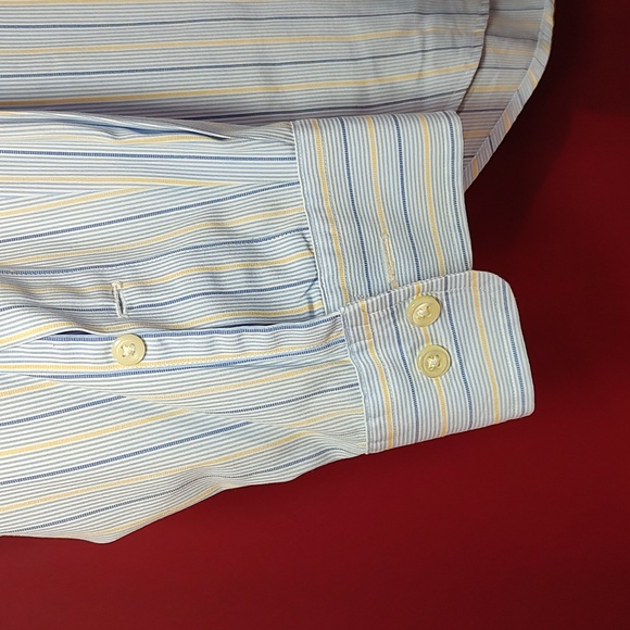 Ralph Lauren Classic Fit Blue, Yellow, & White Striped Sz 16; 34/35 - Picture 5 of 8